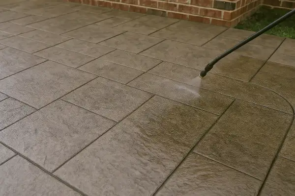 a stamped concrete being sprayed from Concrete Contractor Austin in Bastrop, TX - Bastrop TX