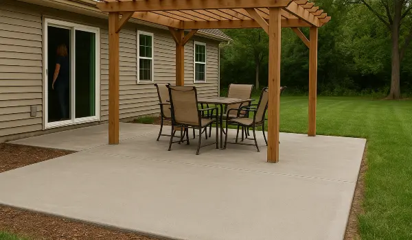 a concrete patio with a pergola from Concrete Contractor Austin in Austin, TX - Commercial Concrete Repairs