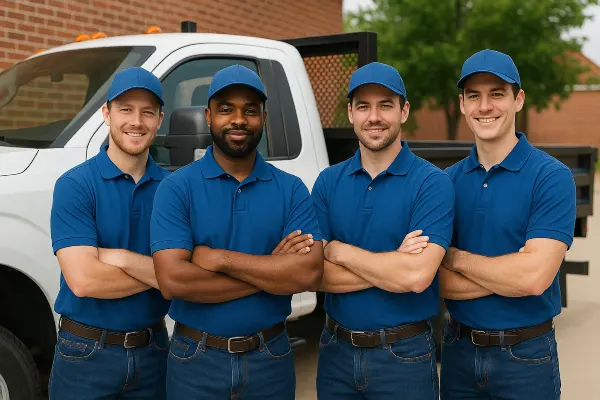 4 workers in uniform similing at the camera from Concrete Contractor Austin in Austin, TX - Concrete Cutting Services