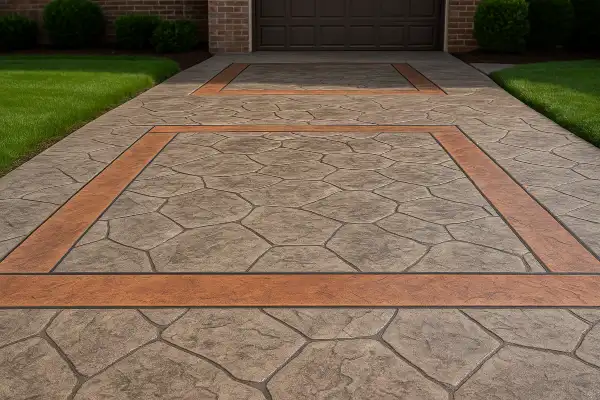 a brand new finished stamped concrete patio from Concrete Contractor Austin in Austin, TX - Concrete Footing Services
