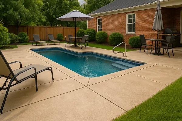 a swimming pool concrete deck from Concrete Contractor Austin in Austin, TX - Concrete Walkway Installation