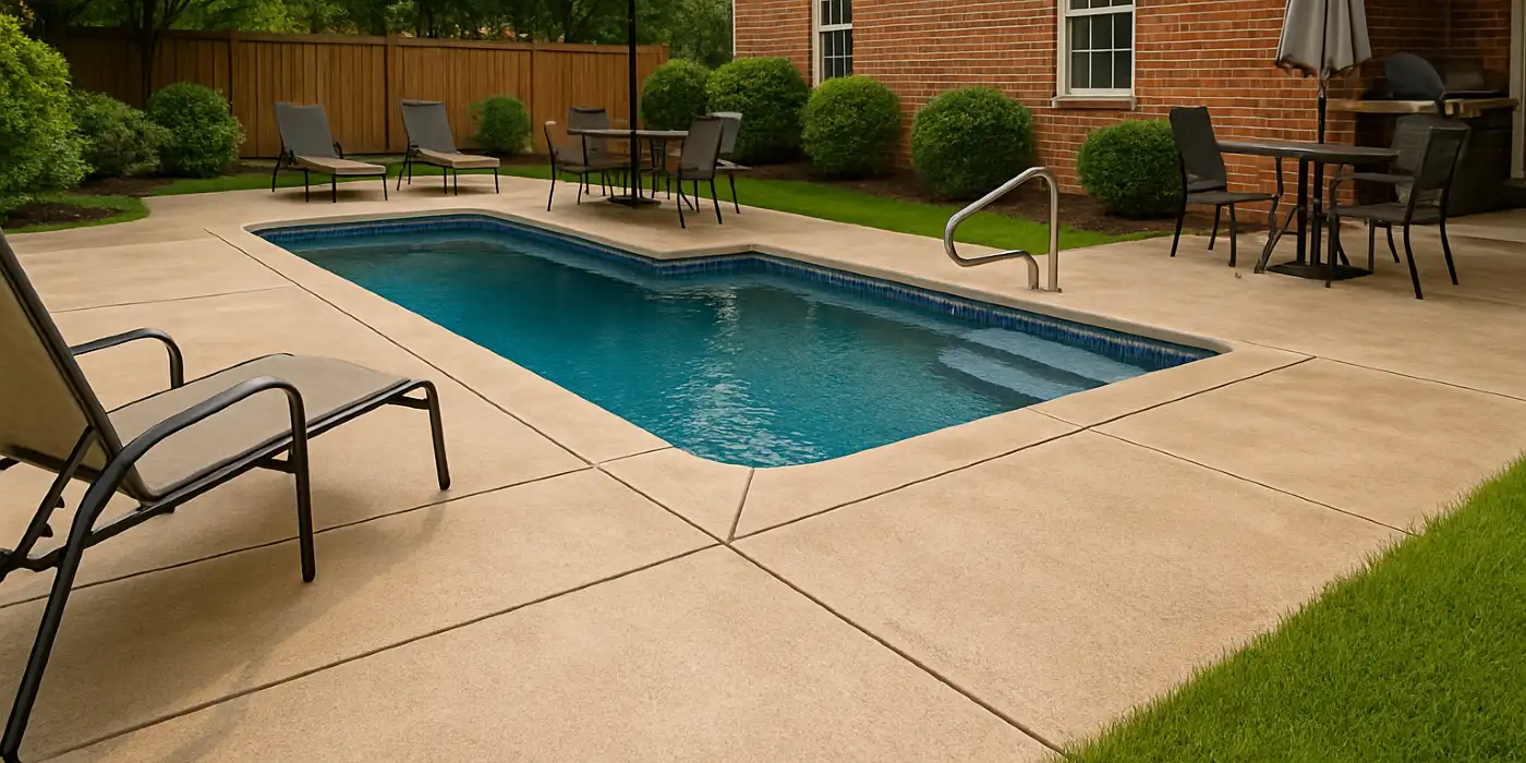 a swimming pool concrete deck from Concrete Contractor Austin in Kyle, TX - Kyle TX