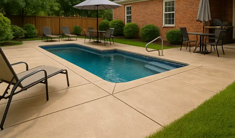 a swimming pool concrete deck from Concrete Contractor Austin in Kyle, TX - Kyle TX