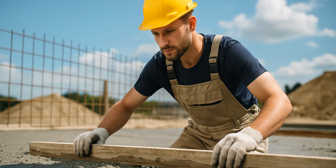 a male concrete worker spreading fresh cement on rebared ground from Concrete Contractor Austin in Pflugerville, TX - Pflugerville TX