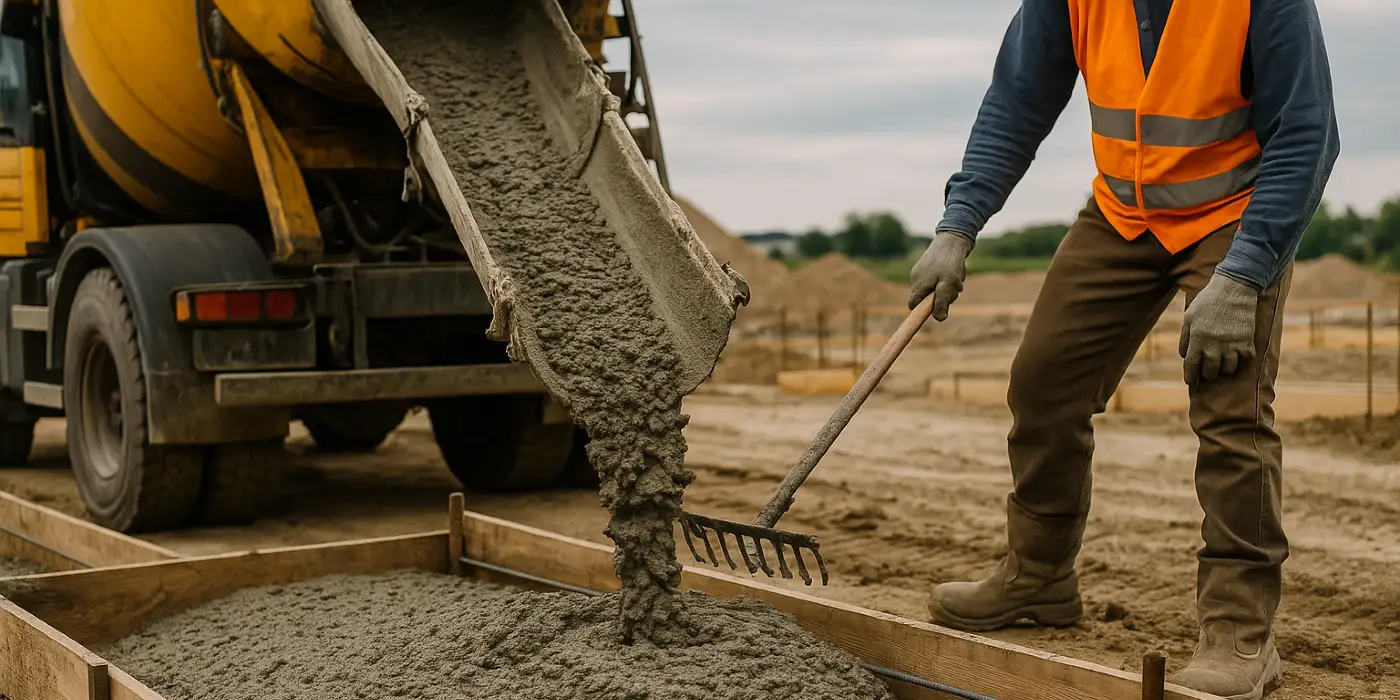 a concrete truck pouring cement on a concrete form from Concrete Contractor Austin in Round Rock, TX - Round Rock TX