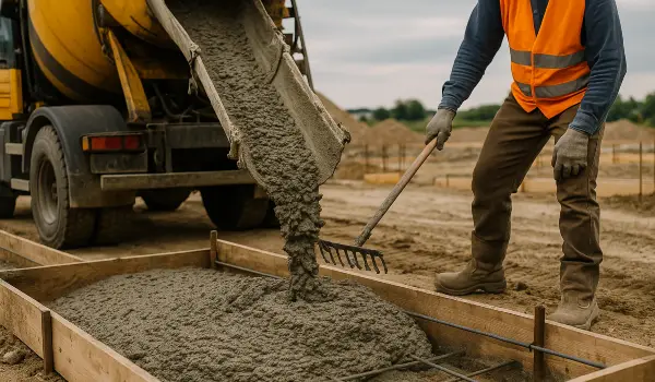 a concrete truck pouring cement on a concrete form from Concrete Contractor Austin in Round Rock, TX - Round Rock TX